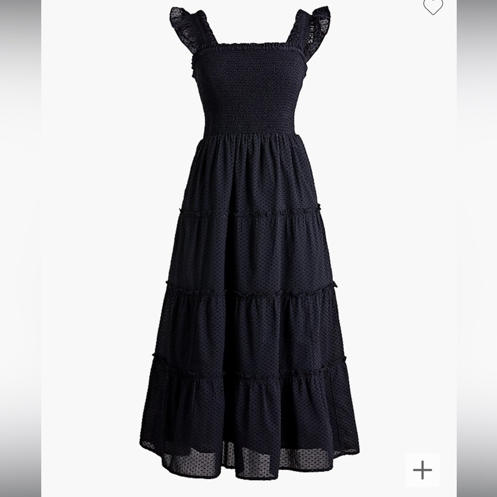 Jcrew smocked midi dress, size Medium, black